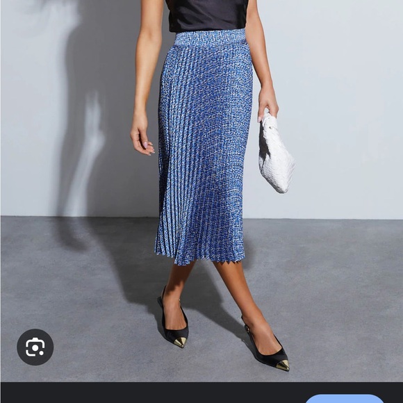 Elegant Blue Pleated Skirt - Picture 2 of 6